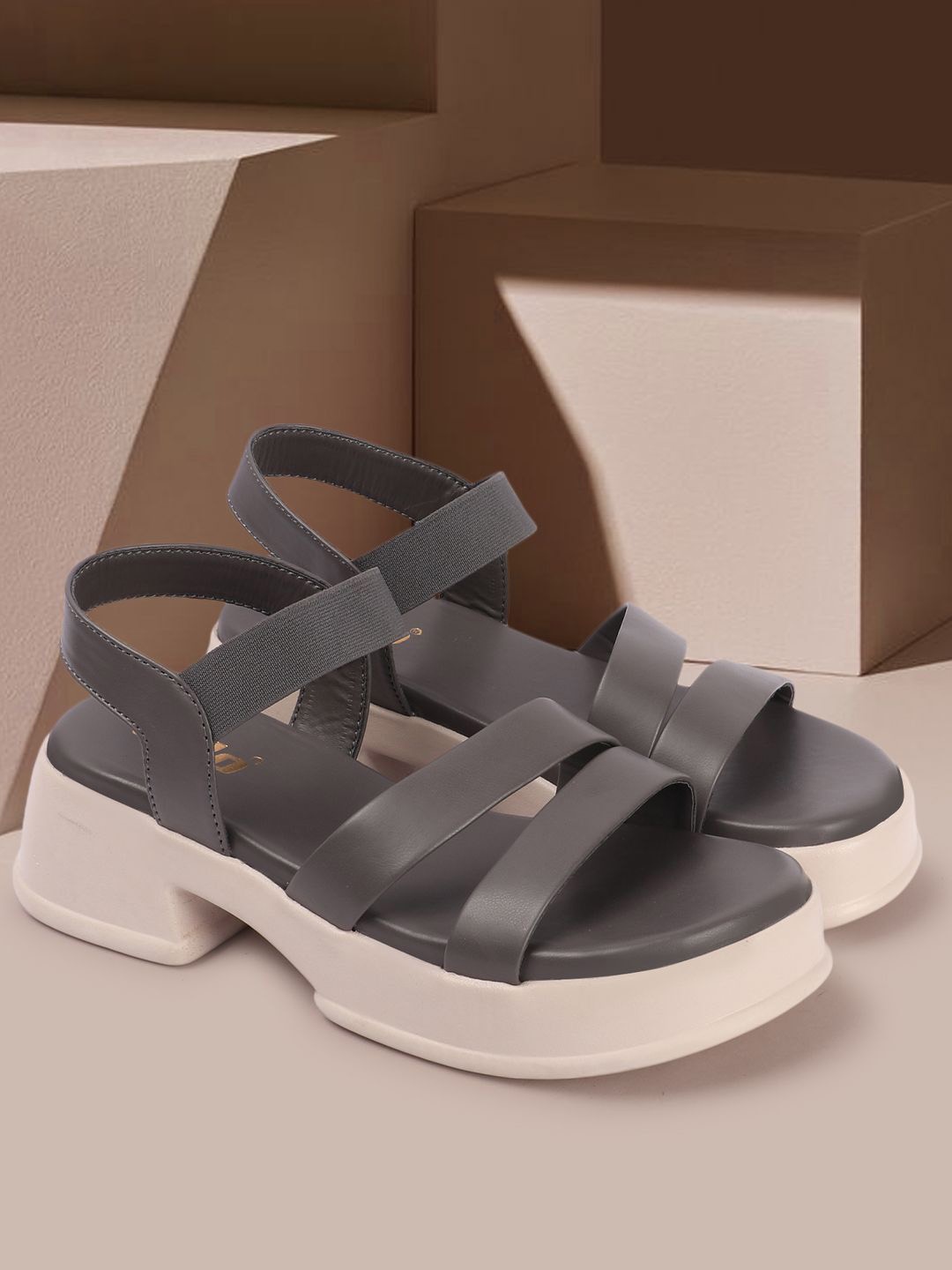 

Colo Solid Open Toe Platform Sandals, Grey