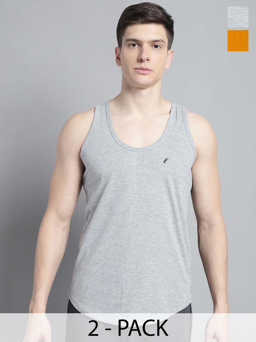 

FBAR Pack Of 2 Men Solid Anti-Bacterial Innerwear Vest, Grey
