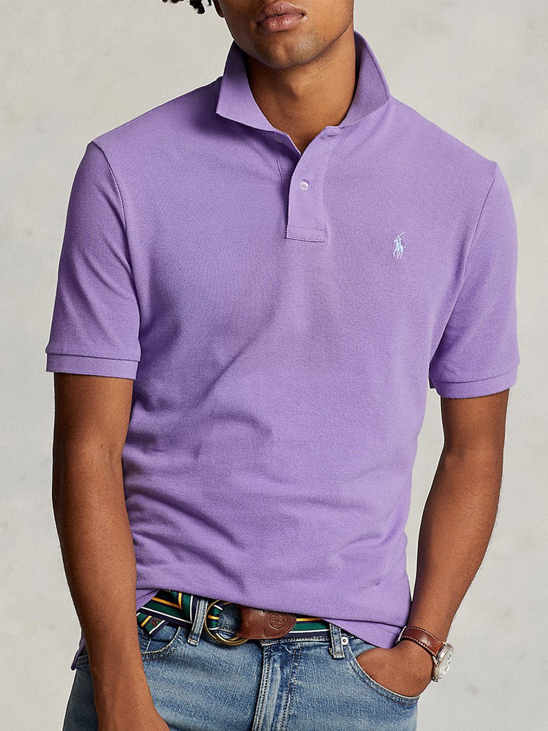 

Polo Ralph Lauren Men Pure Cotton Slim Fit Polo T-Shirt, Purple