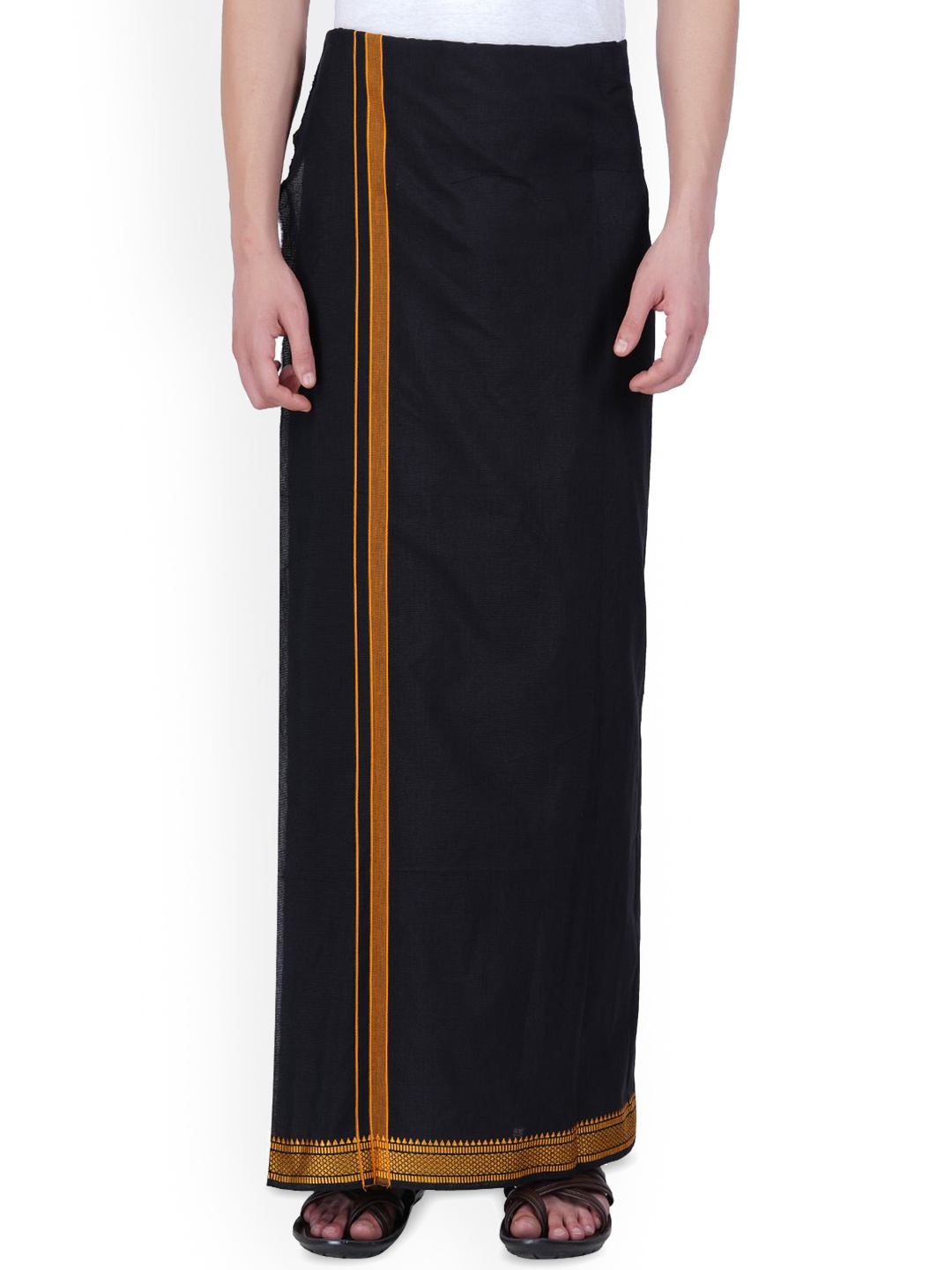 

ETHAZH Men Tirumalai Fancy Colour Dhoti, Black