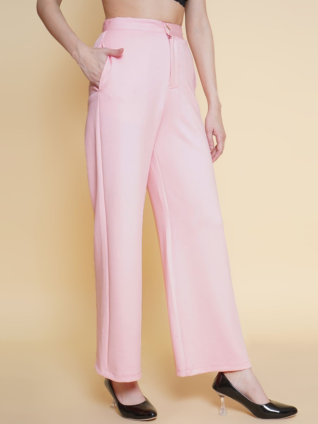 

BAESD Women Relaxed Solid Regular Trousers, Pink