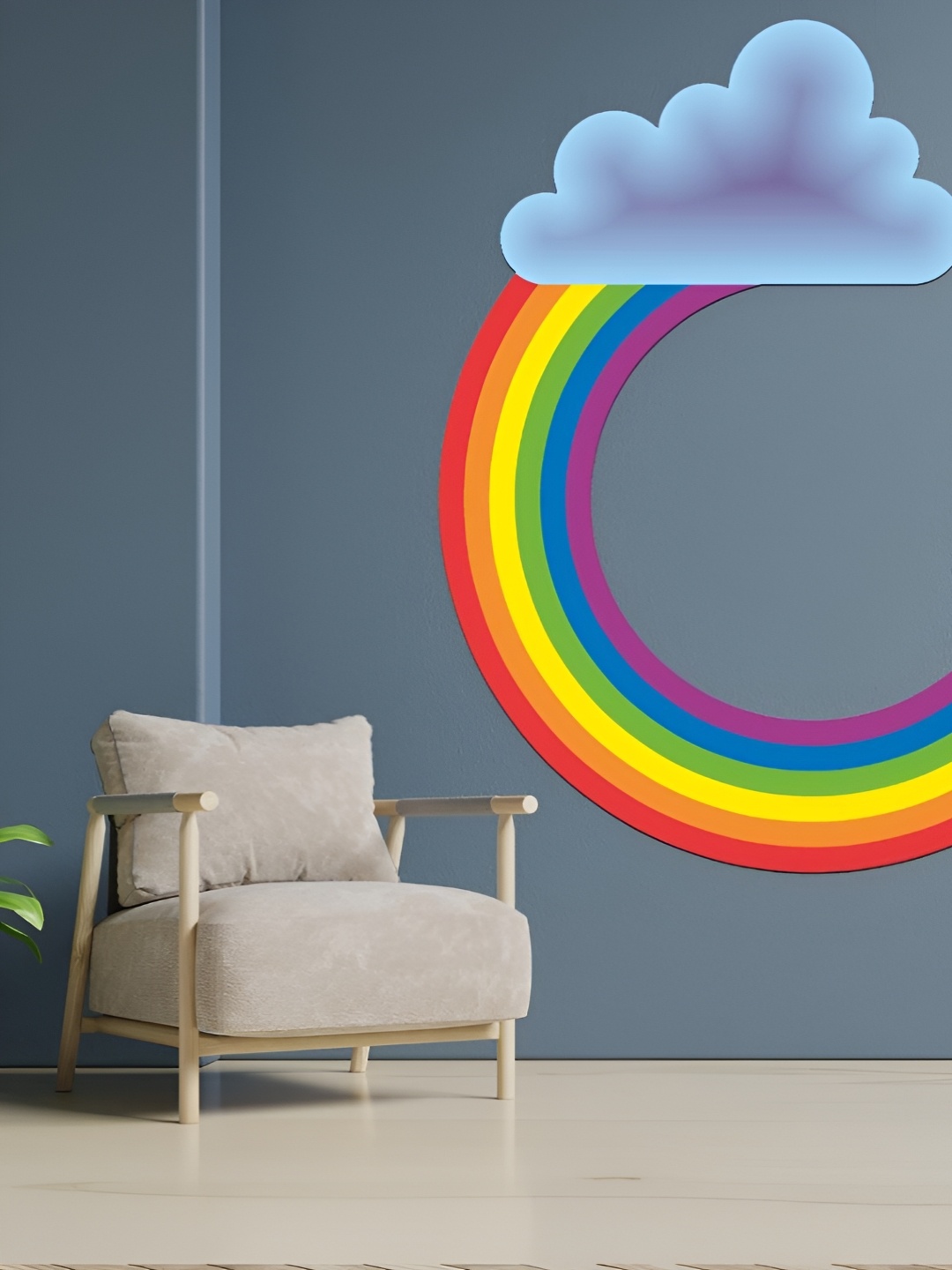 

CVANU Yellow & Blue Striped Wall Sticker