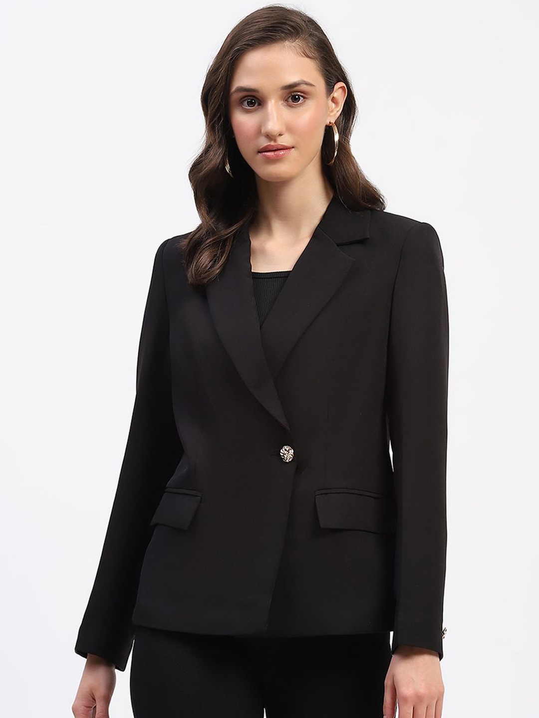 

Madame Slim-Fit Single-Breasted Notched Lapel Blazer, Black
