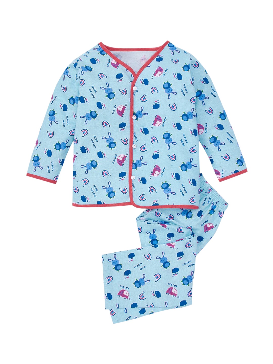 

Babywish Kids Conversational Printed Pure Cotton Night Suit, Blue