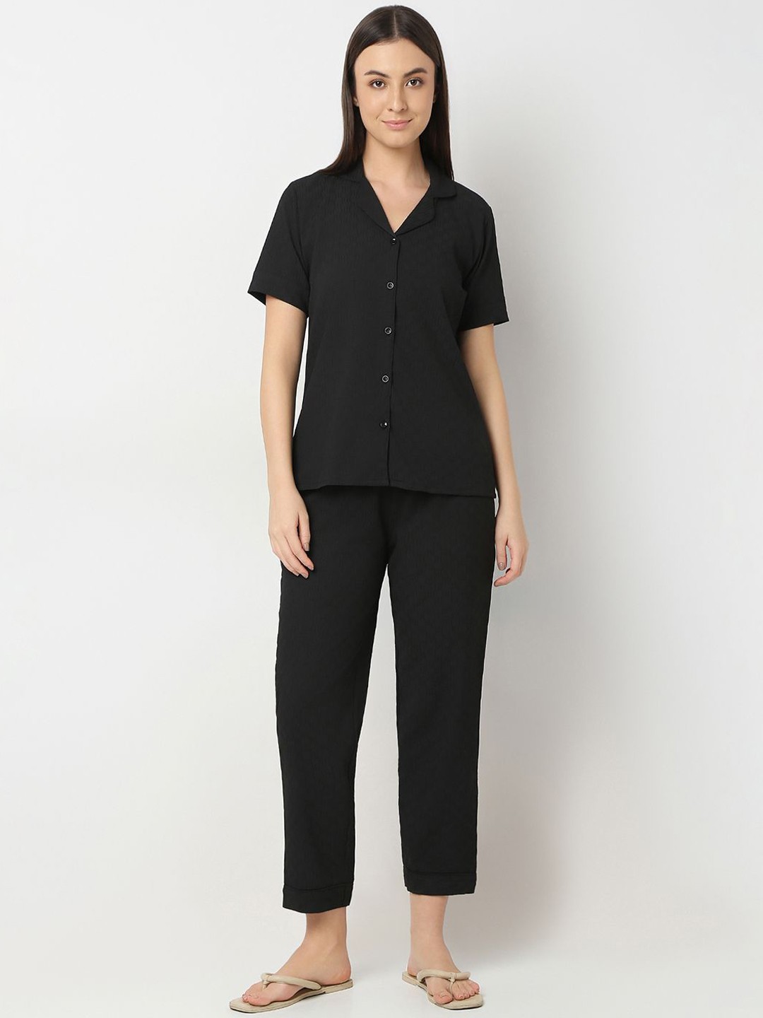 

Smarty Pants Solid Women Night suit, Black