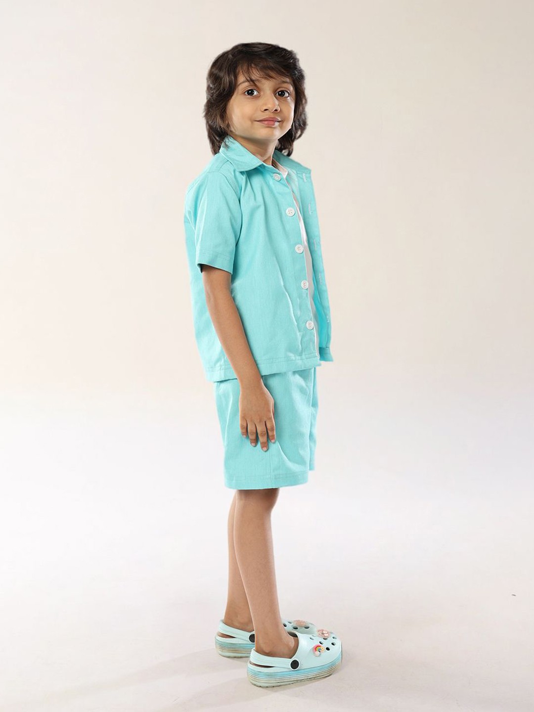 

BAESD Boys Pure Cotton Shirt with Shorts with T-shirt, Green