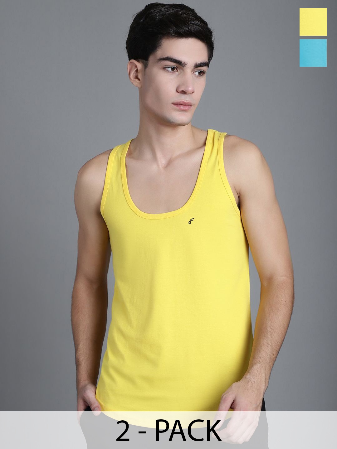

FBAR Pack Of 2 Men Solid Anti-Bacterial Innerwear Vest, Yellow