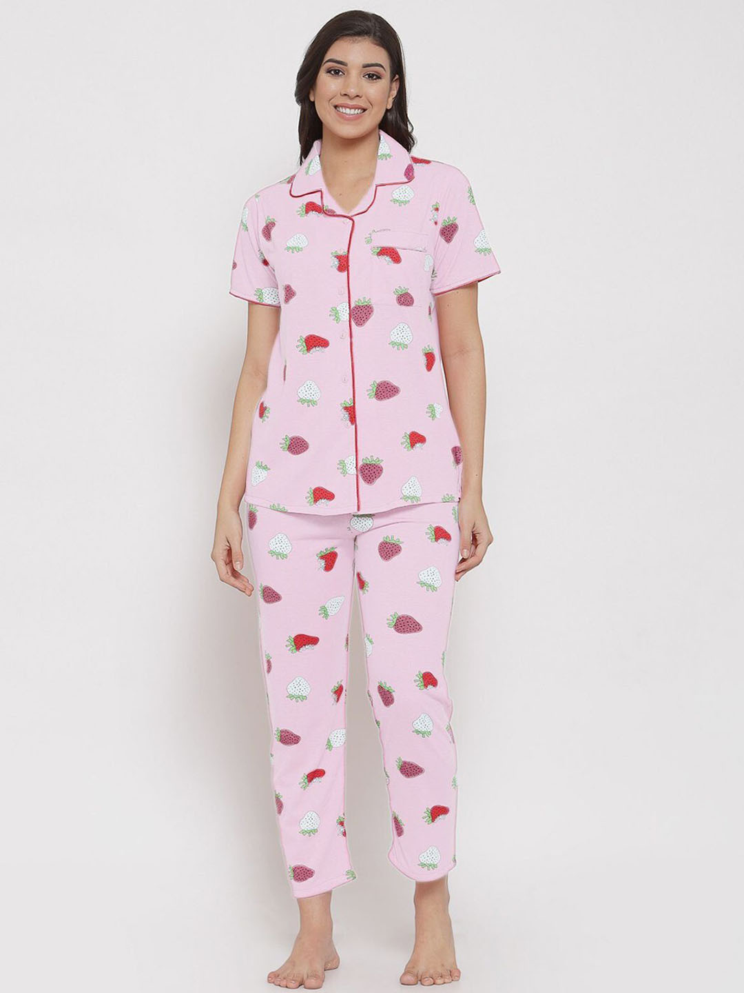 

SHYAM SONS FLAIR Women Printed Night suit, Pink