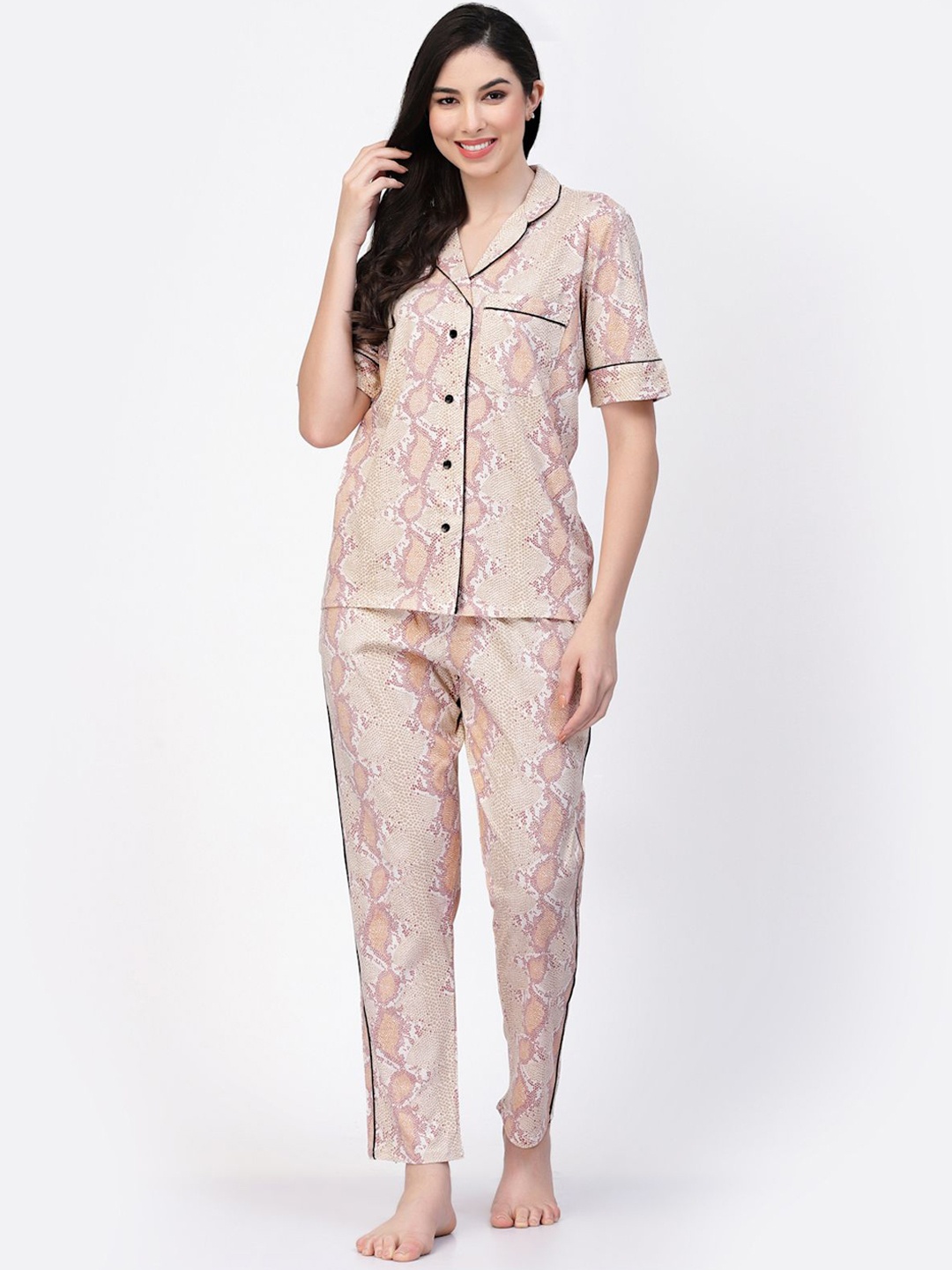 

SHYAM SONS FLAIR Women Printed Night suit, Yellow