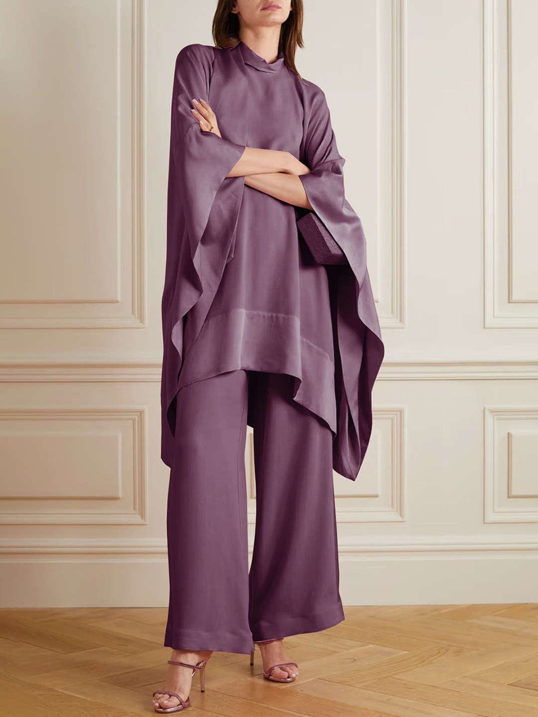 

AUTUMN LANE Pure Cotton Tunic & Trousers Co-Ords, Purple