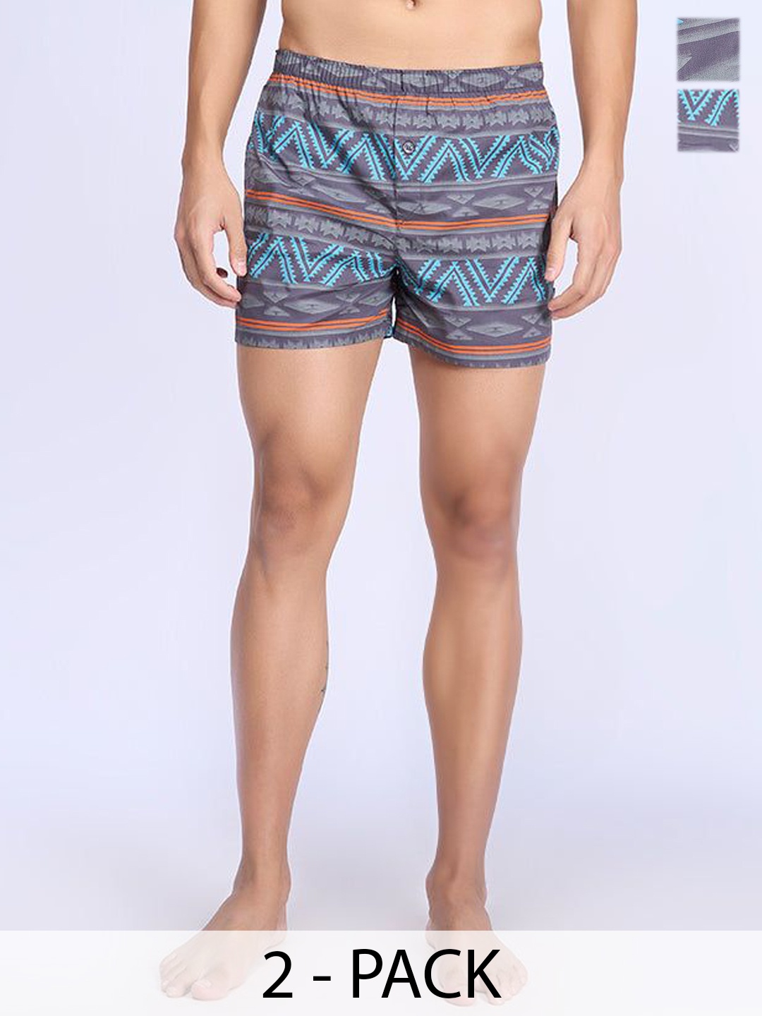

Unibro Pack Of 2 Printed Cotton Breathability BoxersUBSHORTS_WS17, Grey