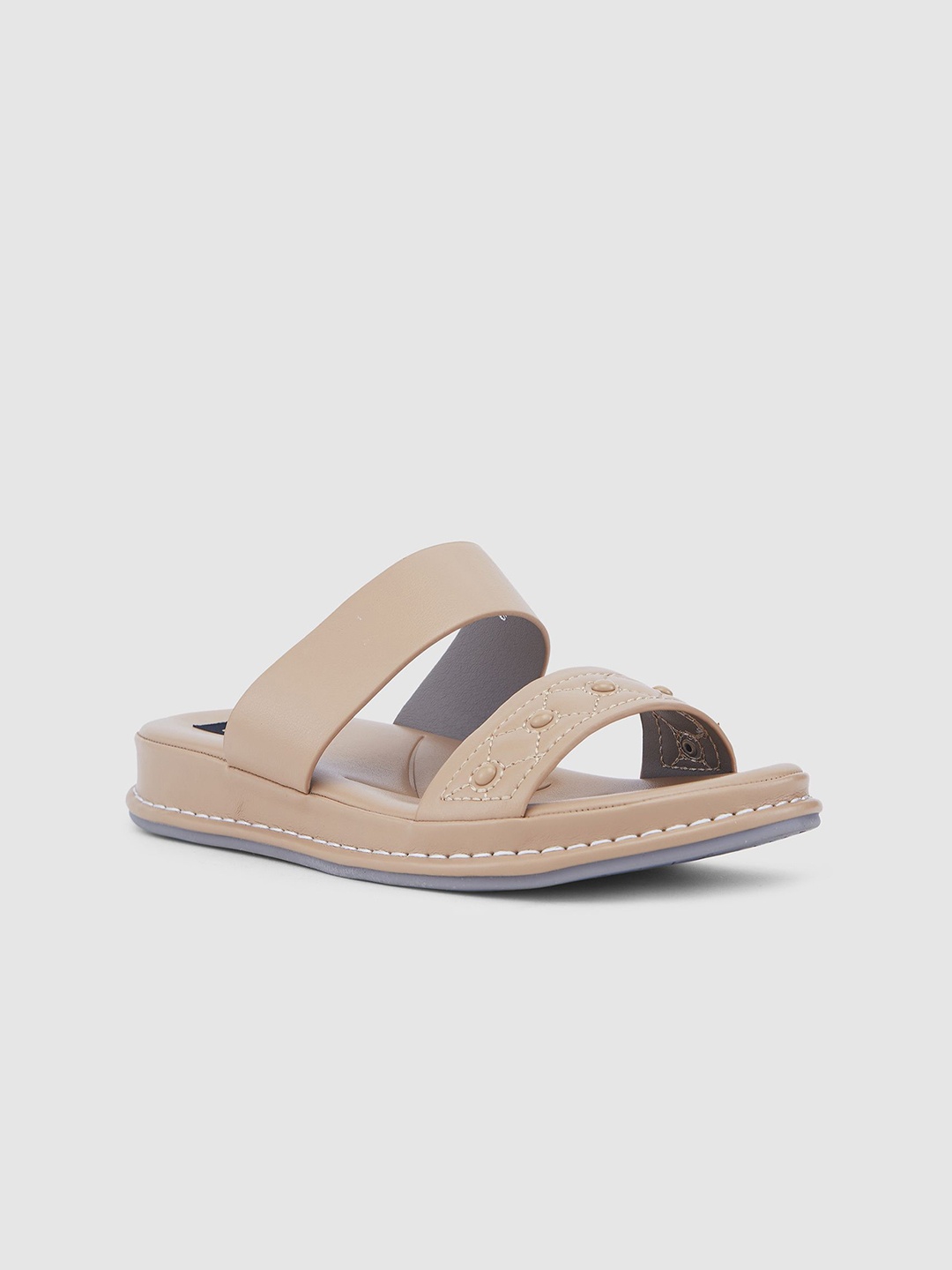 

Sole To Soul Women Solid Comfort Heel Sandals, Beige