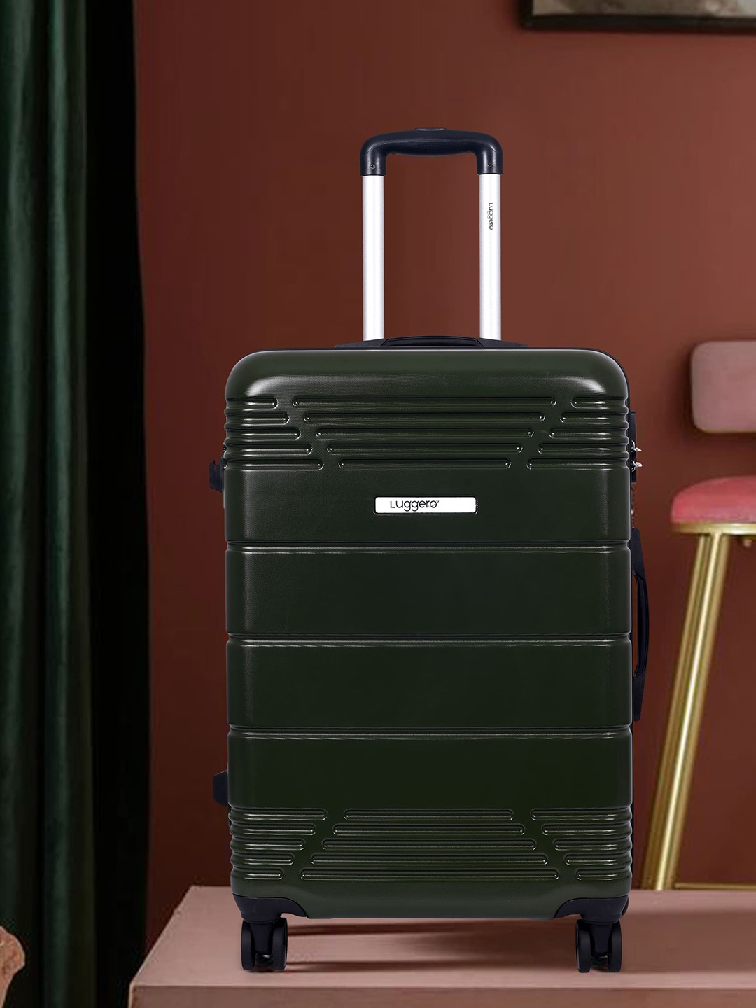 

Luggero 360-Degree Rotation Textured Cabin Trolley Bag, Green