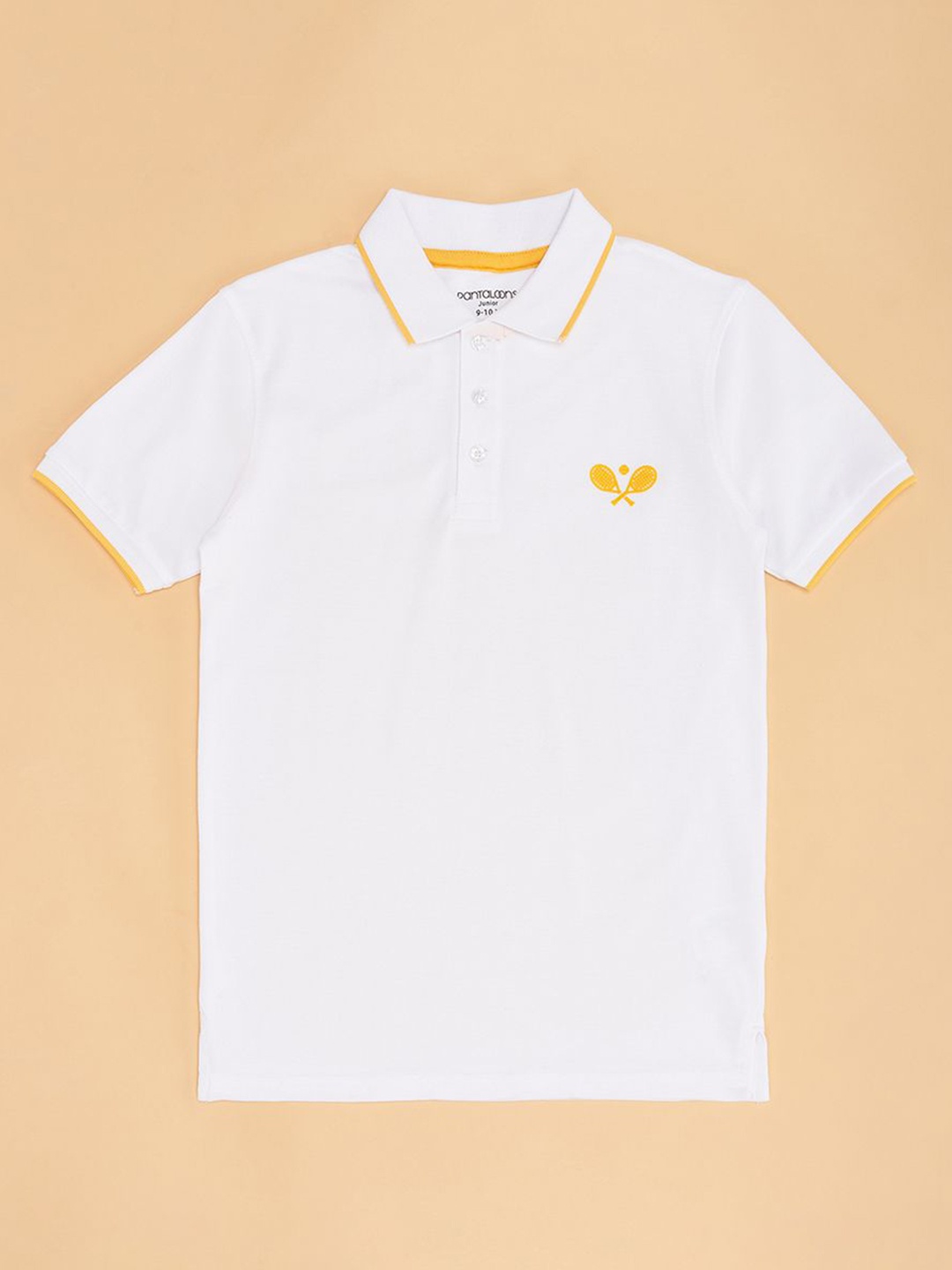 

Pantaloons Junior Boys Solid Polo Collar Cotton T-shirt, White