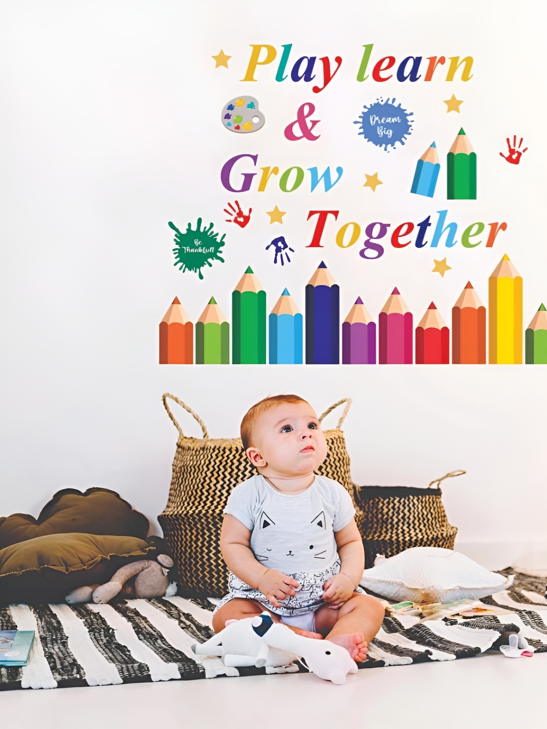 

CVANU Red & Blue Printed Self-Adhesive Wall Sticker