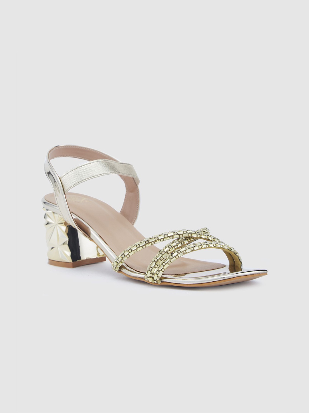 

Sole To Soul Women Party Block Sandals, Gold