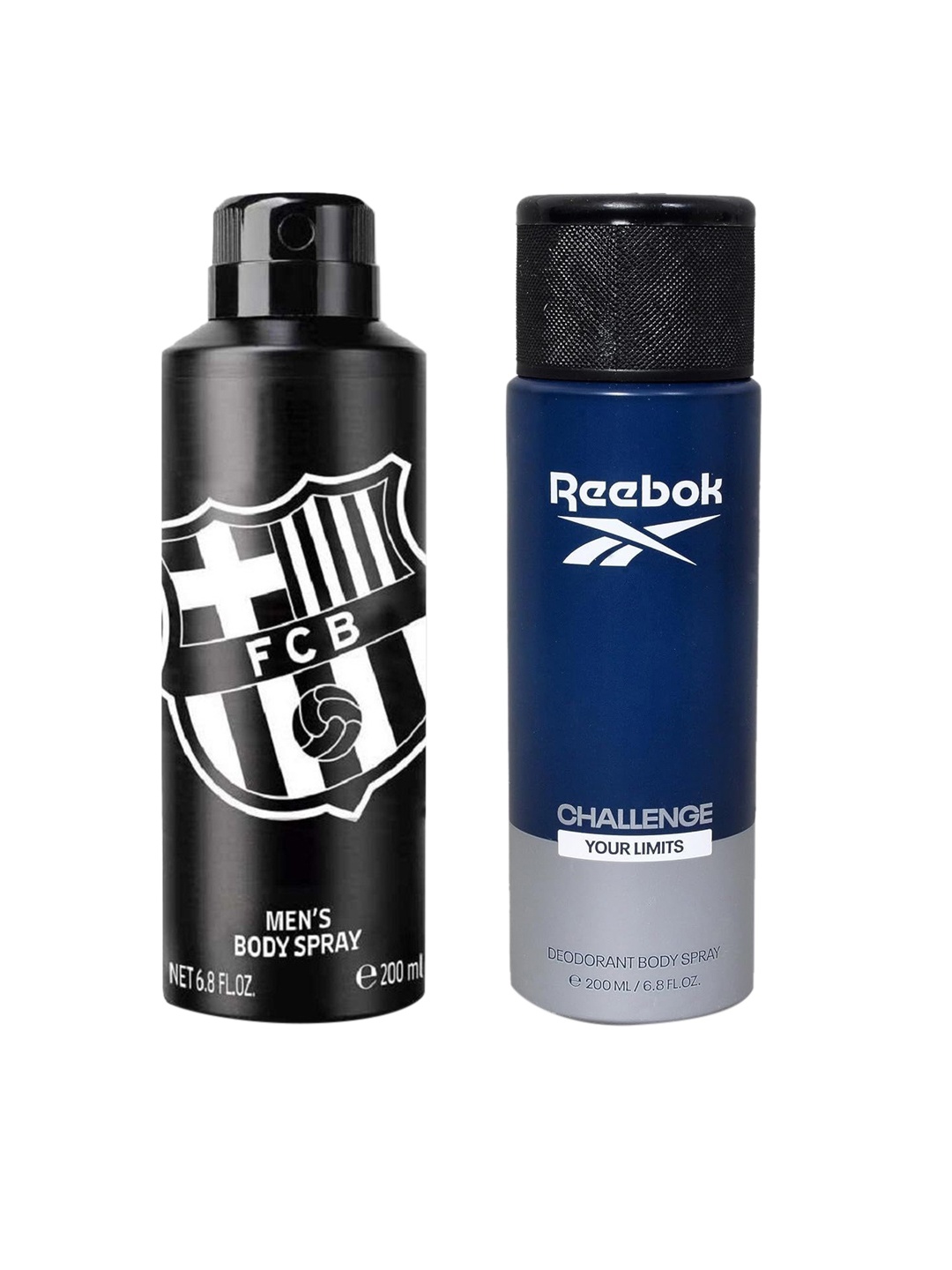 

FC Barcelona Set Of 2 Black & Reebok Challenge Your Limits Deodorant - 200ml, Transparent