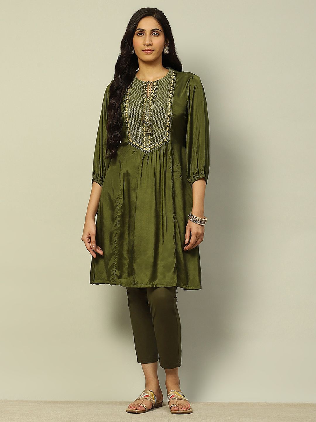 

Rangriti Ethnic Motifs Anarkali Kurta, Green