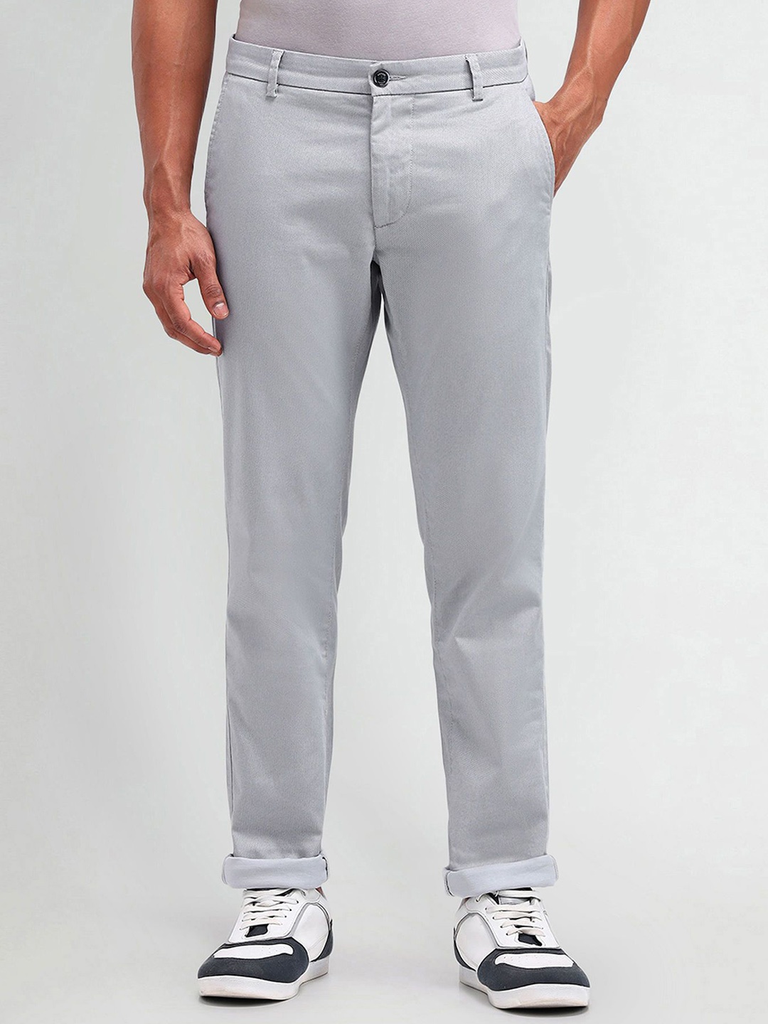 

Arrow Sport Men Solid Slim Fit Chinos Trousers, Grey