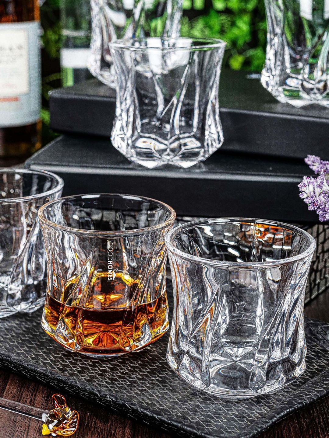 

GOODHOMES Transparent 6 Pieces Textured Dishwasher Safe Whisky Glass