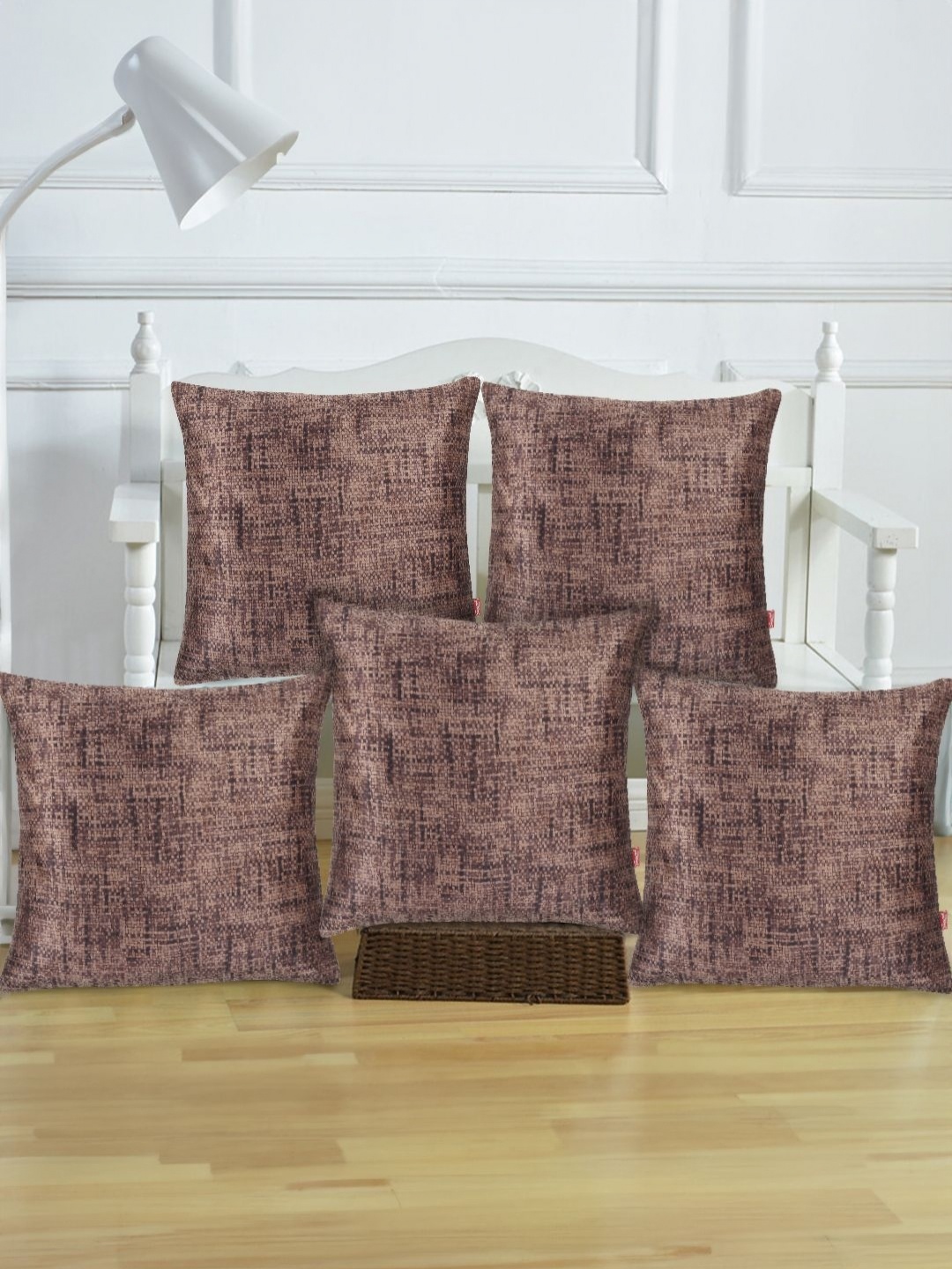 

Tesmare Brown 2 Pieces Checked Square Cushion Covers