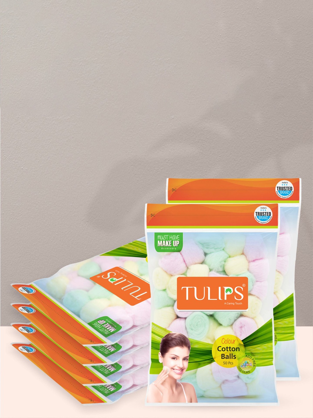 

TULIPS Color Cotton Ball With Ziplock Bag 50Pcs, Multi