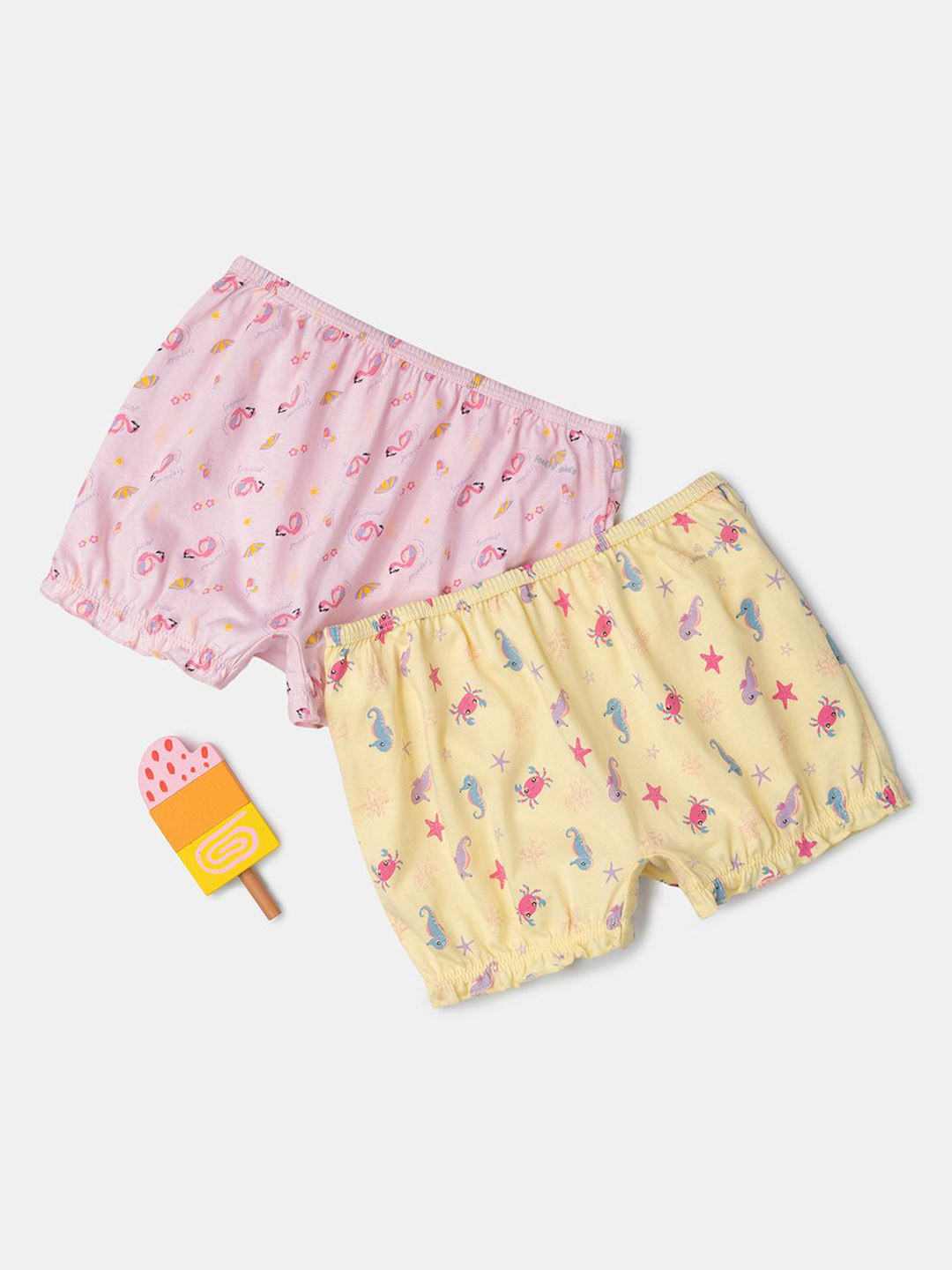 

Jockey Girls Pack of 2 Cotton Printed Bloomers with Ultrasoft Waistband-SG06, Pink