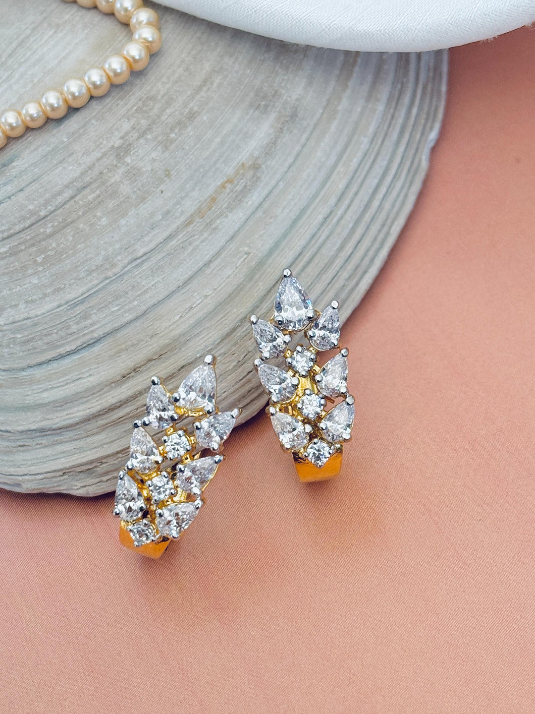 

DURGA INTERNATIONAL 92.5 Sterling Silver Gold-Plated Stones Studded Classic Drop Earrings