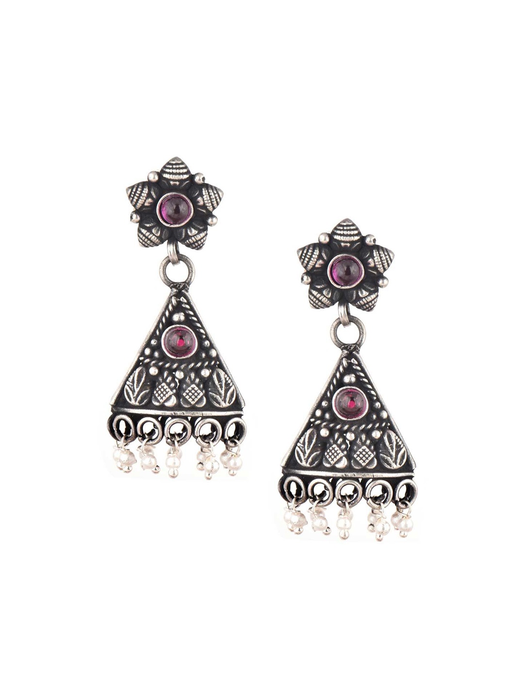 

Indianshelf 92.5 Sterling Silver Contemporary Artificial Beaded Drop Earrings