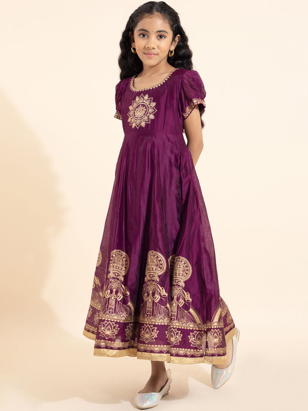 

Maybell Girls Embroidered Anarkali Kurta, Purple