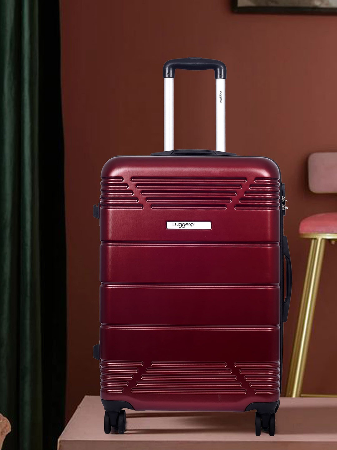 

Luggero Textured Hard Sided Cabin Trolley bag, Red