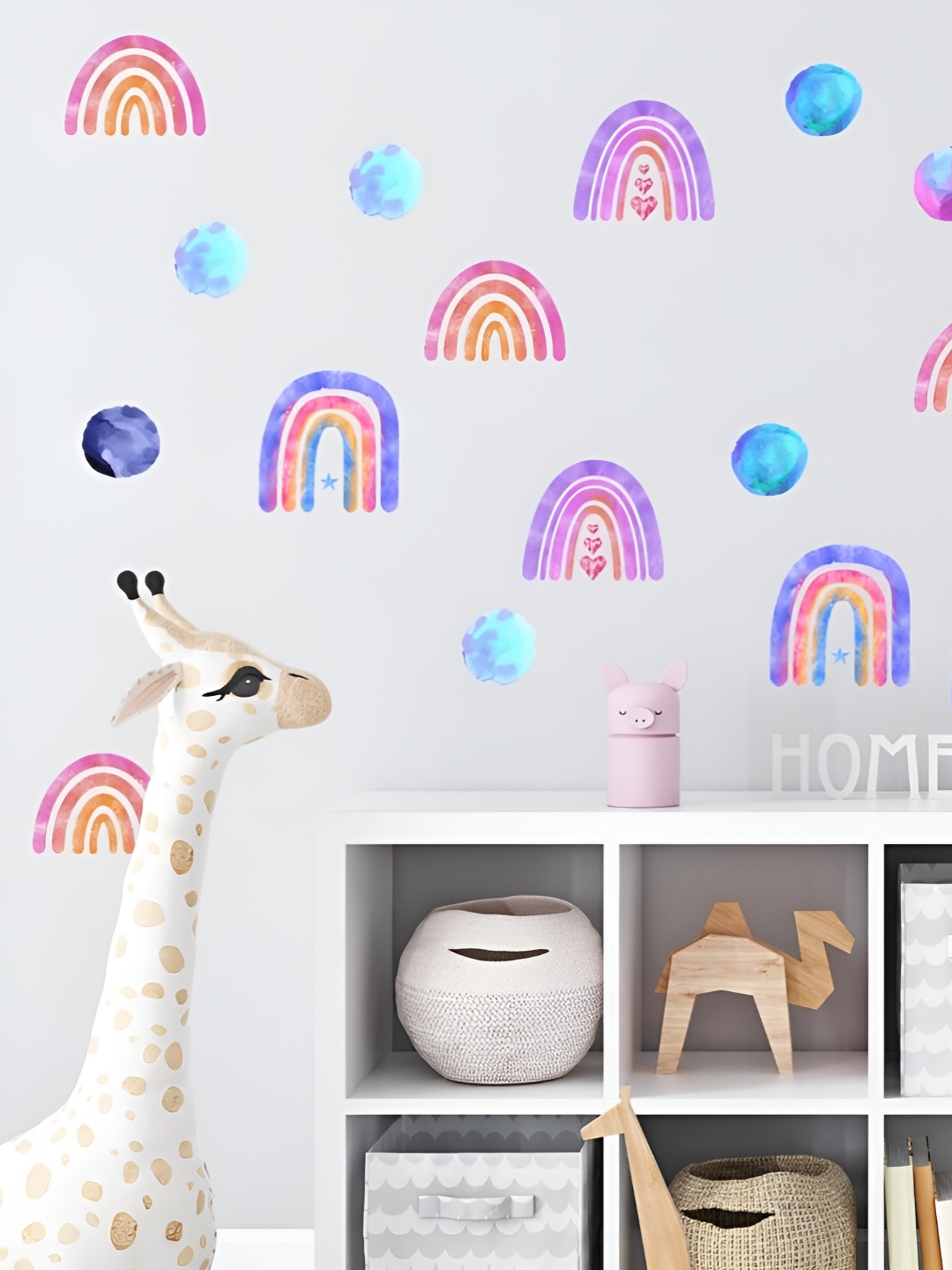 

CVANU Pink & Blue Printed 91 Pieces Self-Adhesive Wall Sticker