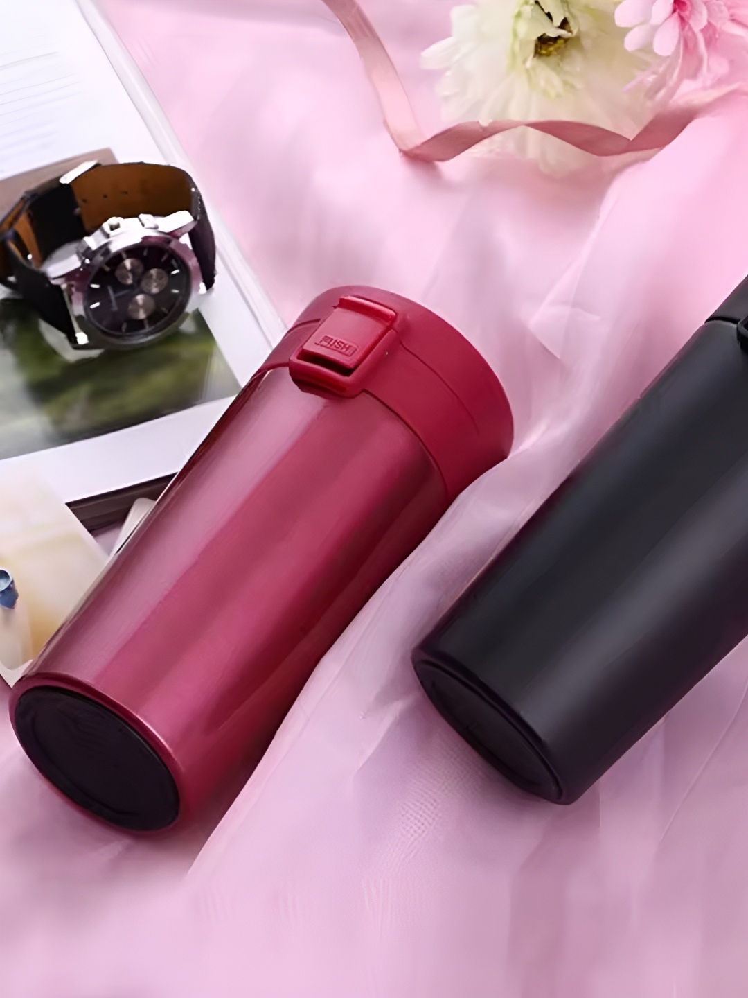 

Adbeni Steel & Black Stainless Steel Solid Water Bottle 400ml