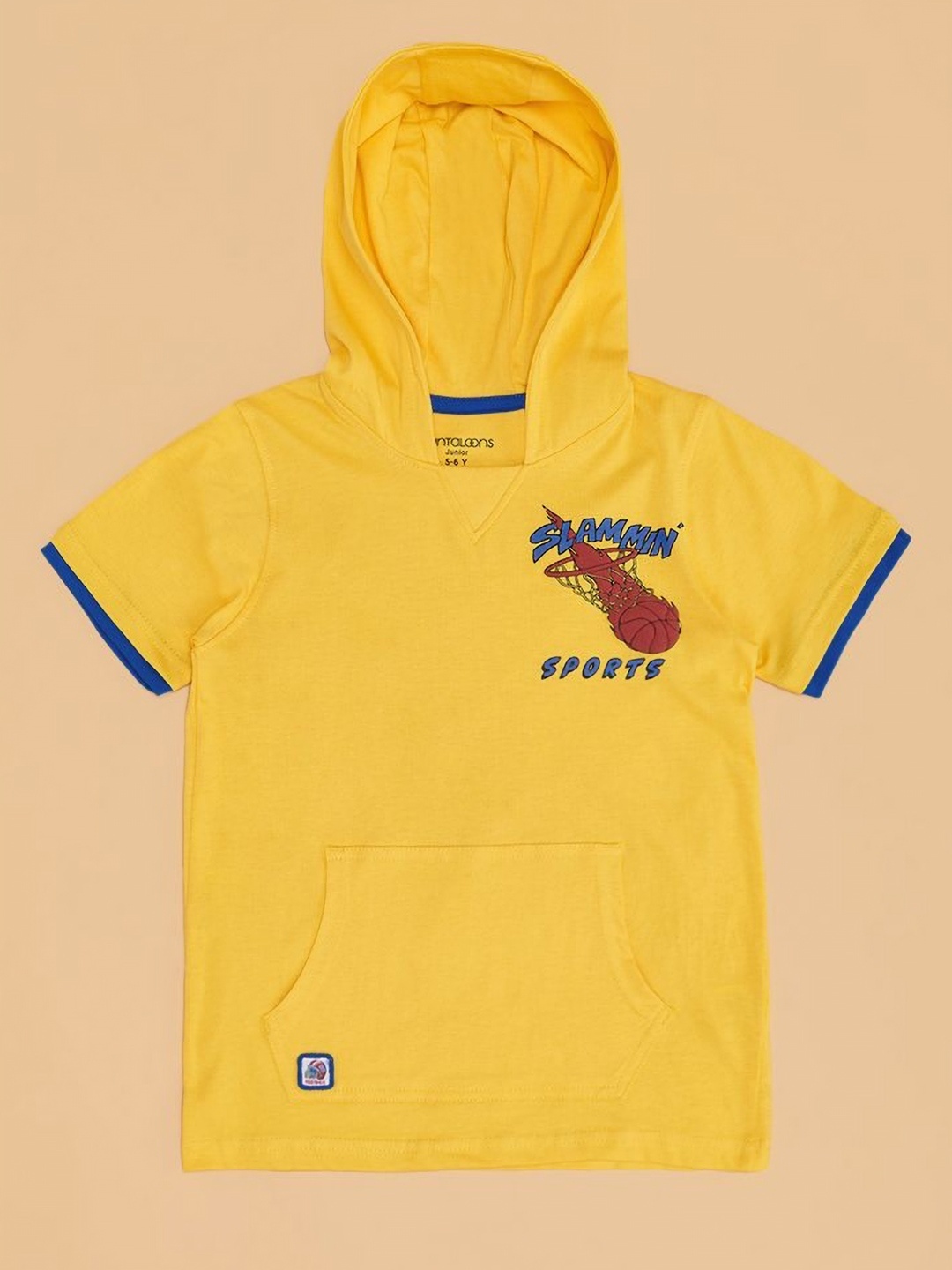 

Pantaloons Junior Boys Graphic Printed Hood Cotton T-shirt, Yellow