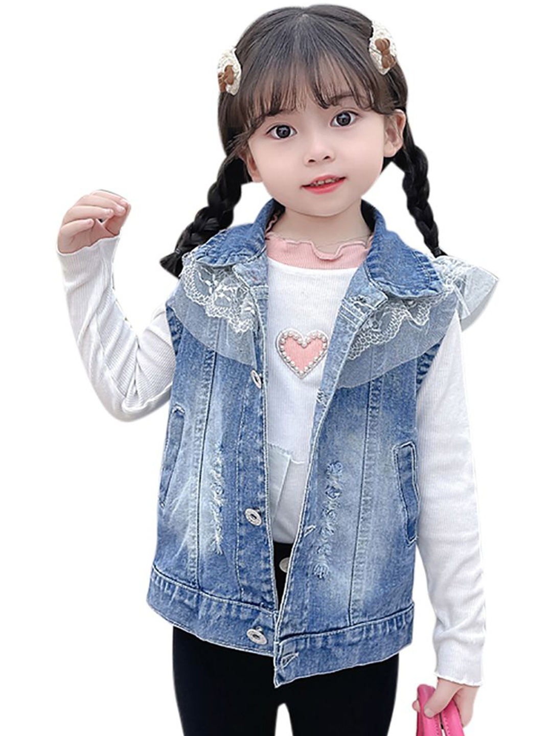 

StyleCast x Revolte Girls Spread Collar Denim Jacket, Blue