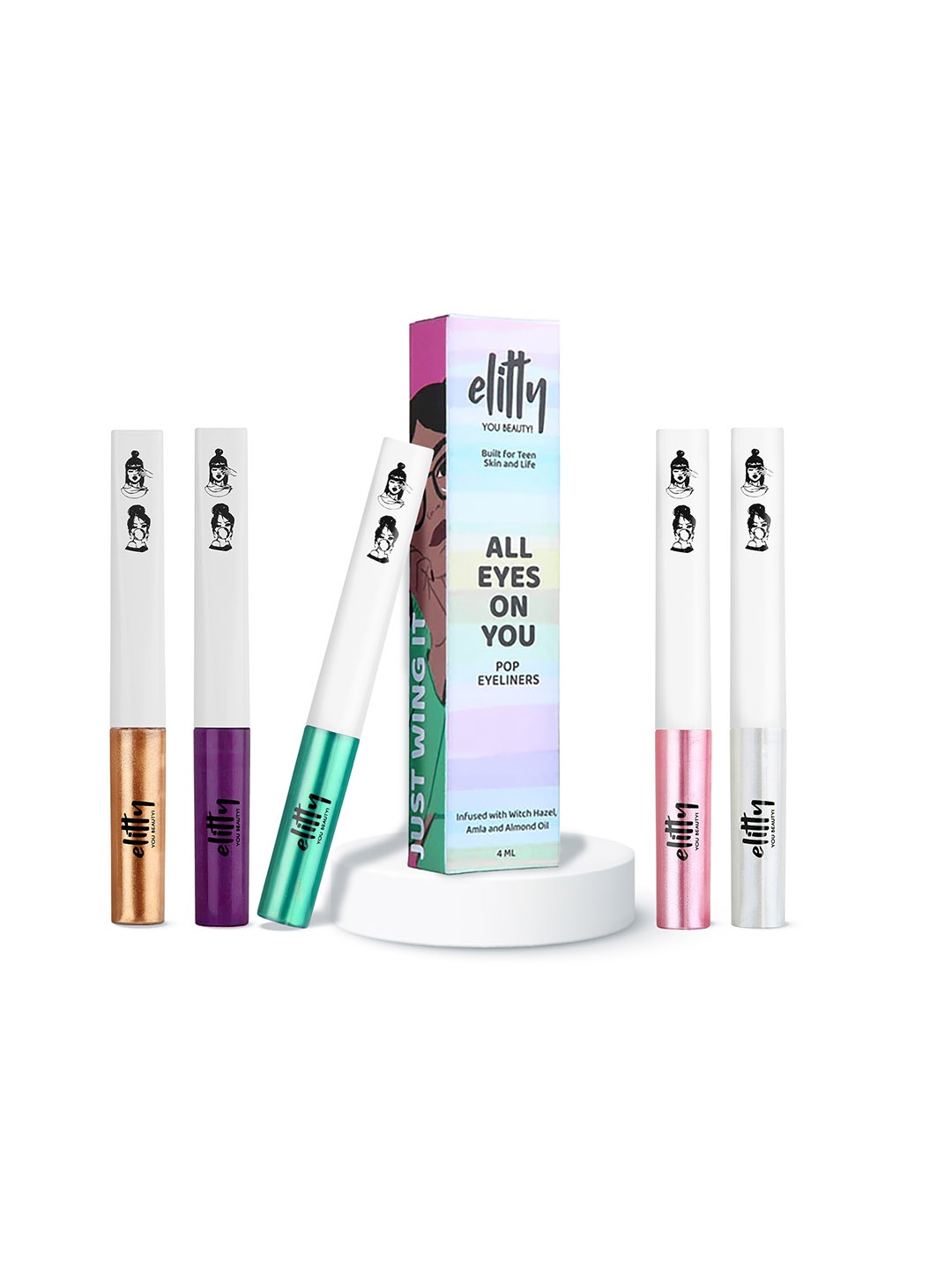

Elitty You Beauty Set Of 5 Party Pop Waterproof Eyeliner-4ml Each, Beige