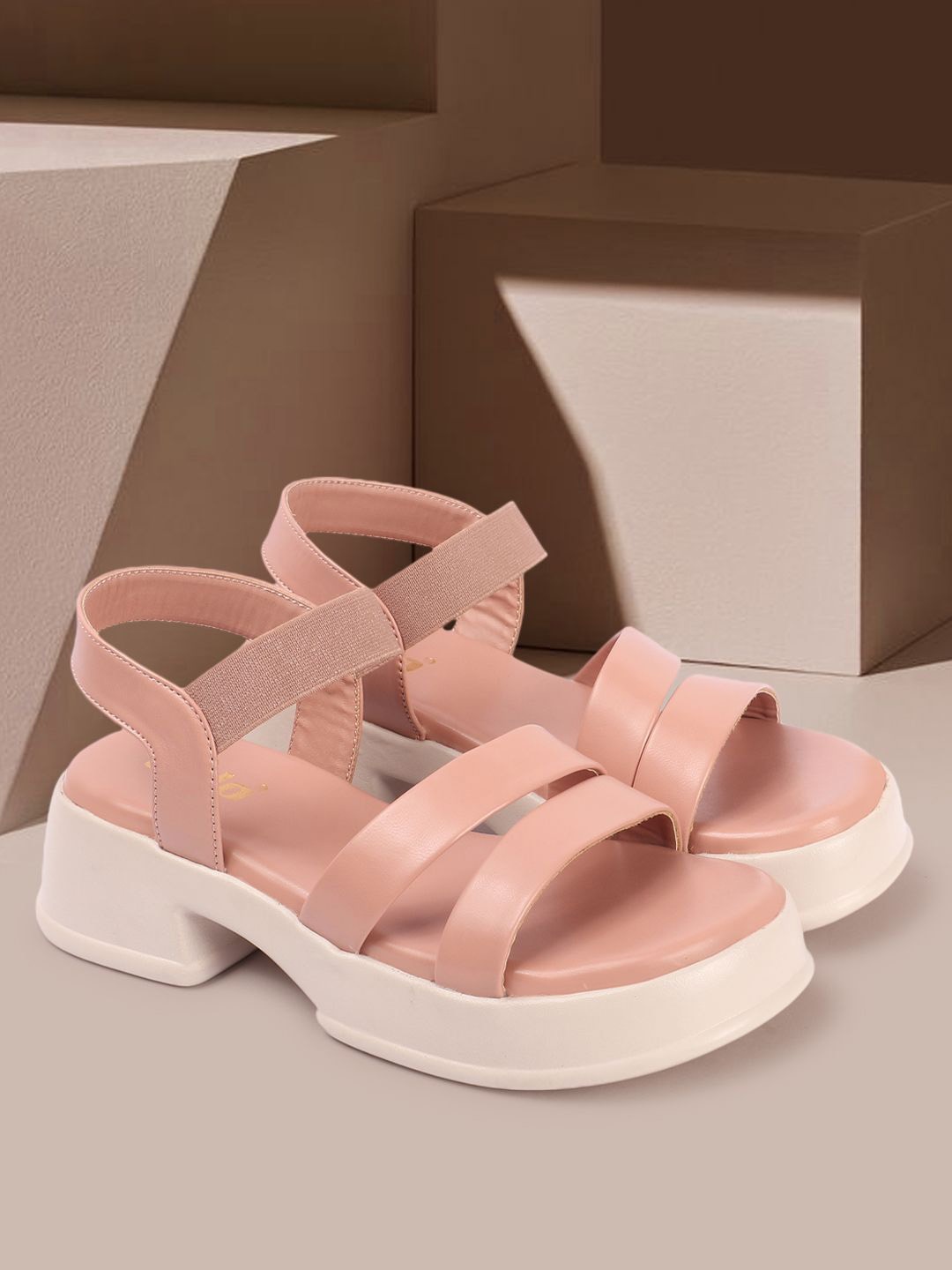 

Colo Solid Open Toe Platform Sandals, Peach