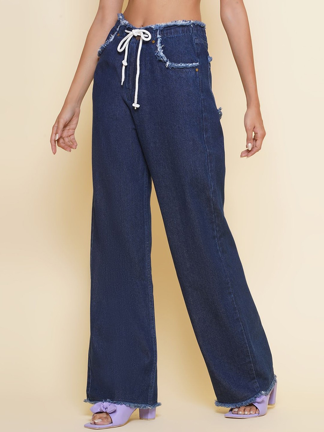 

BAESD Women Solid Straight Fit High-Rise Jeans, Navy blue