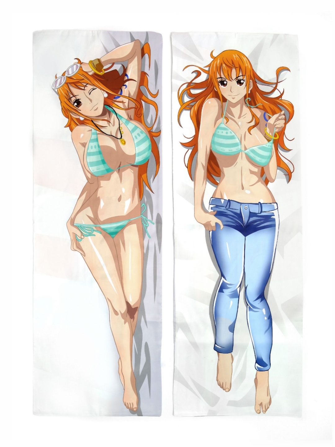 

COMICSENSE Blue & White Cat Burglar Nami Anime Printed Satin Rectangle Pillow Covers