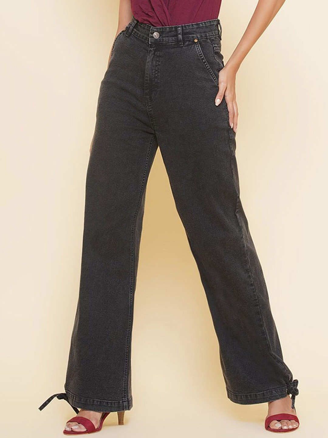 

BAESD Women Straight Fit High-Rise No Fade Jeans, Black