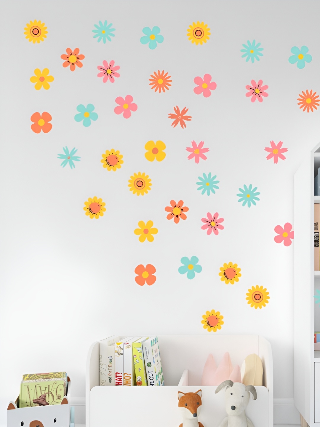 

CVANU Yellow & Pink 72 Pieces Printed Self-Adhesive Wall Sticker