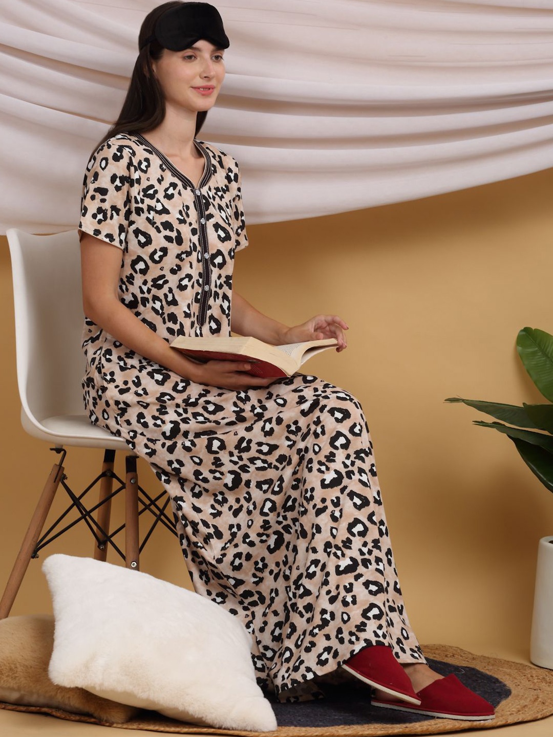 

Sweet Dreams Printed Maxi Nightdress, Beige