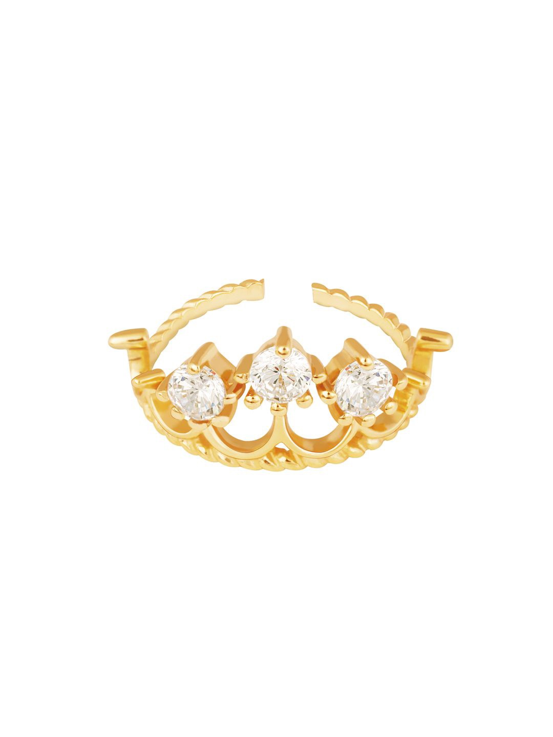 

GIVA Highness 925 Sterling Silver Gold-Plated Stone-Studded Finger Ring