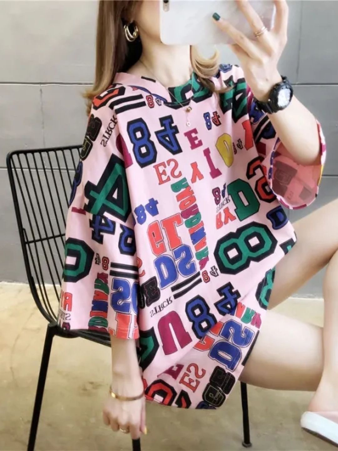 

KPOP Print Top, Pink