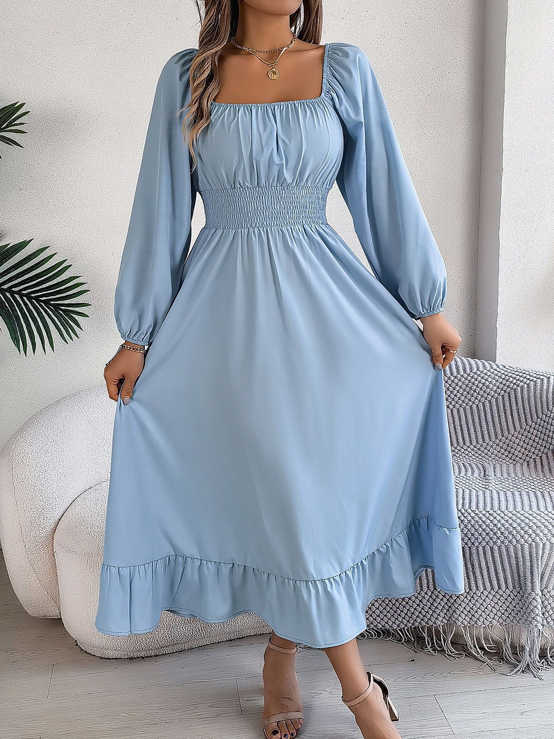 

HERE&NOW Puff Sleeve Maxi Dress, Blue