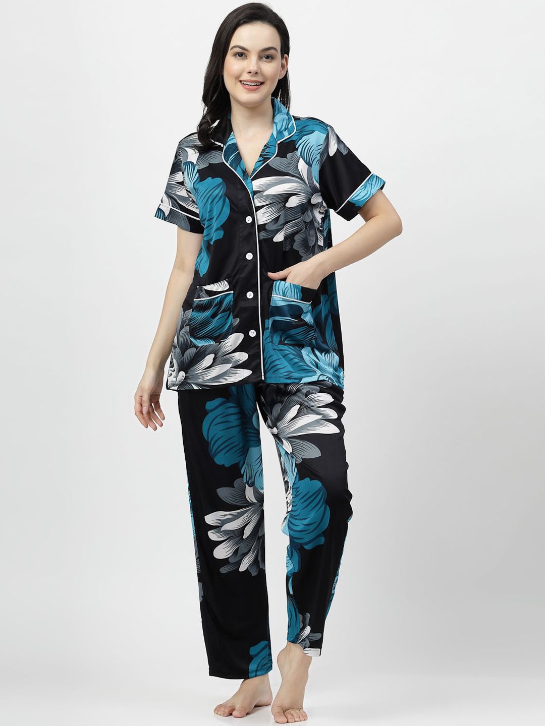 

SHYAM SONS FLAIR Women Printed Night suit, Blue