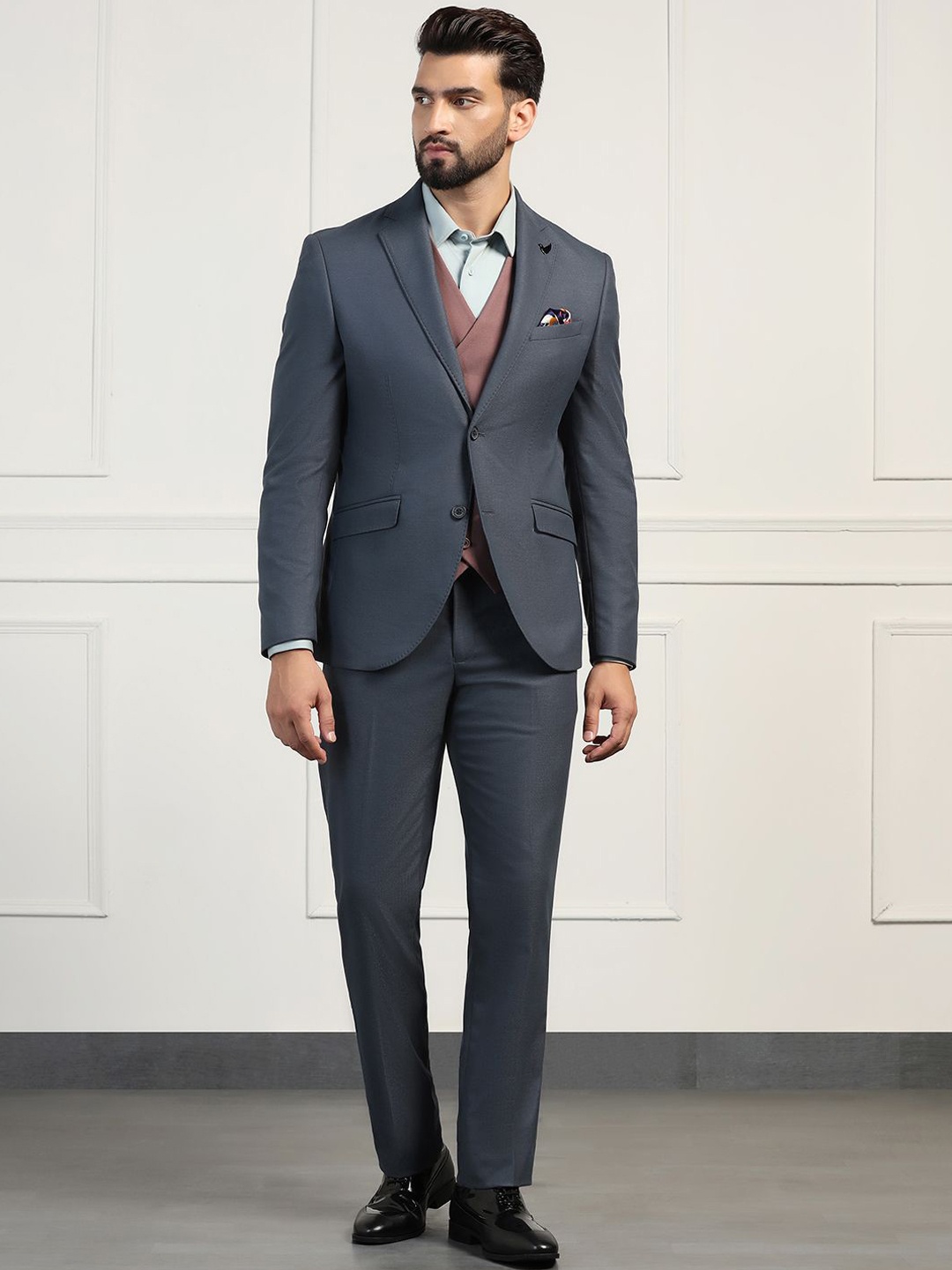 

Blackberrys Single-Breasted 3-Piece Formal Suit, Blue