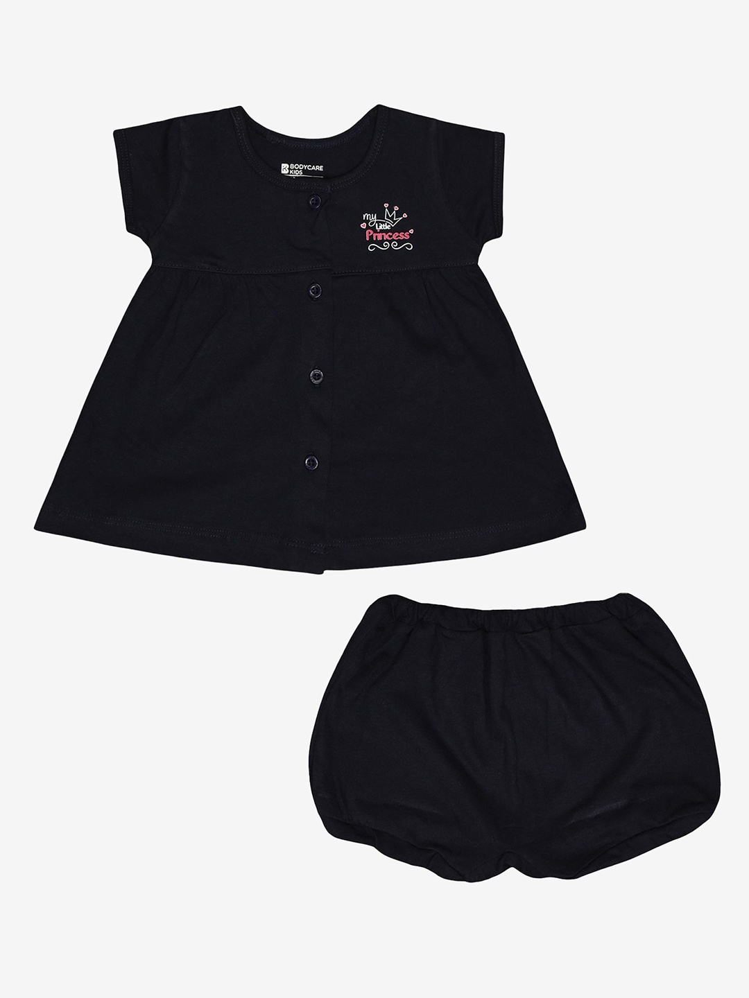 

Bodycare Kids Girls Printed Top with Shorts, Navy blue