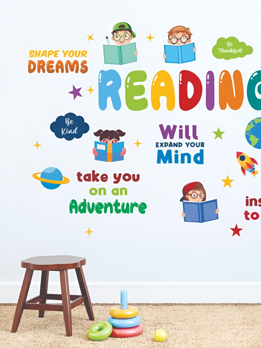 

CVANU Green & Blue Printed Self-Adhesive Wall Sticker