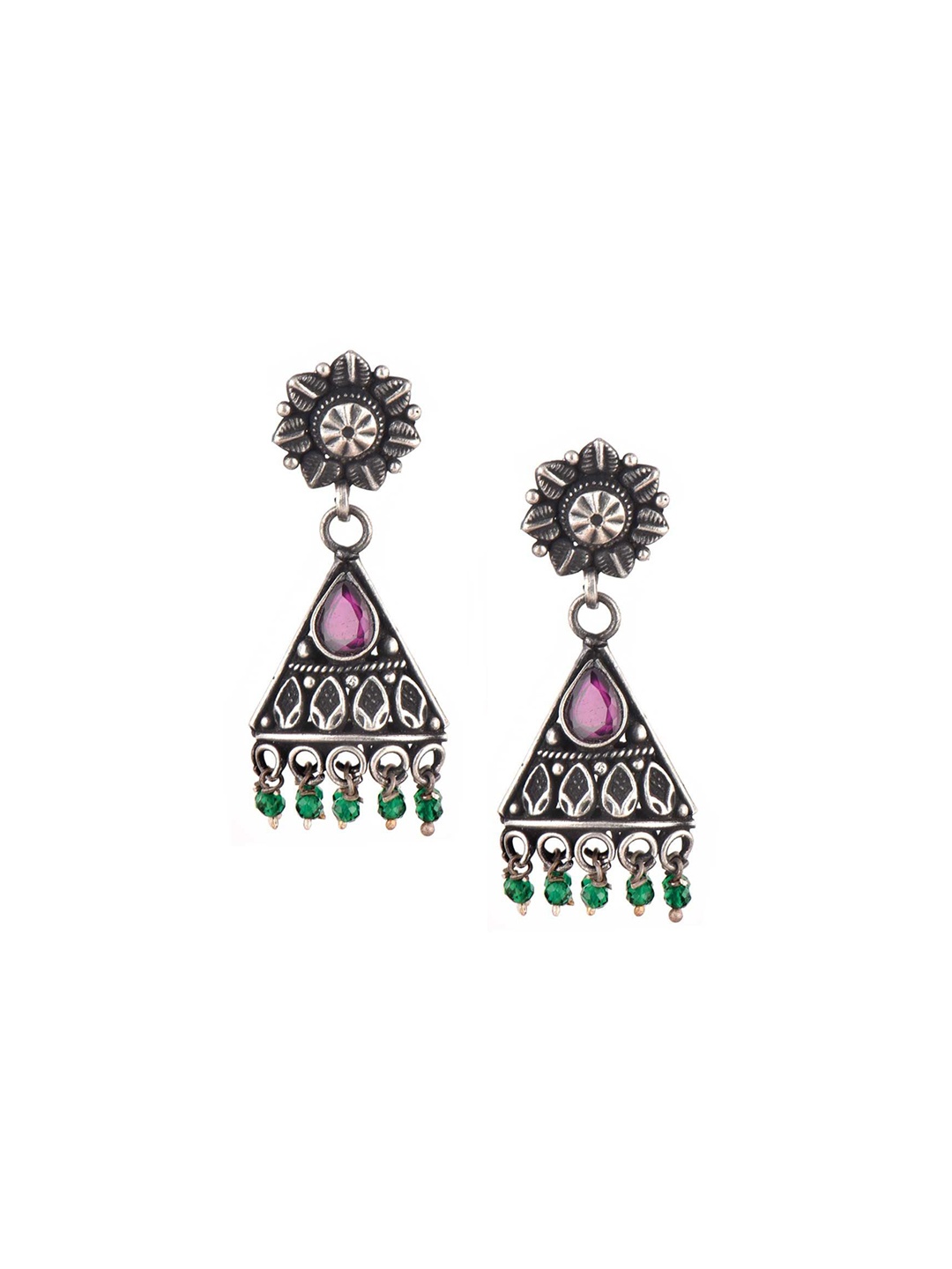 

Indianshelf 92.5 Sterling Silver Artificial Beads Drop Earrings